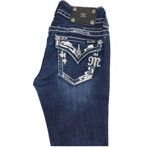 Buckle Miss Me Jeans Boot Cut Low-rise Women's 27 JE5428B3R Rhinestones Sequins